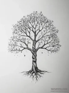 Tattoo sketch growing tree, concept art for t... - эскиз тату (№1758273290_0, 19.09.2025 09:14) — Tatufoto.com