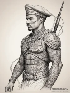 Tattoo sketch soldier with a thread, tattoo s... - эскиз тату (№1758275885_0, 19.09.2025 09:58) — Tatufoto.com