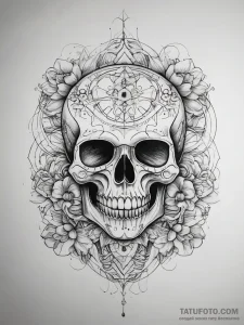 Tattoo sketch узор в виде черепа с воздухом,... - эскиз тату (№1758278278_0, 19.09.2025 10:37) — Tatufoto.com