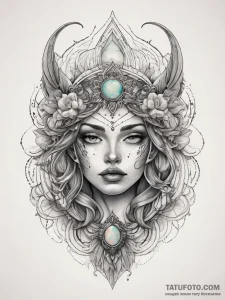 Tattoo sketch opal, tattoo line art, on a cle... - эскиз тату (№1758278665_0, 19.09.2025 10:44) — Tatufoto.com
