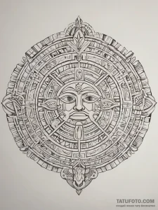 Tattoo sketch mayan calendar symbol, artistic... - эскиз тату (№1758279248_0, 19.09.2025 10:54) — Tatufoto.com