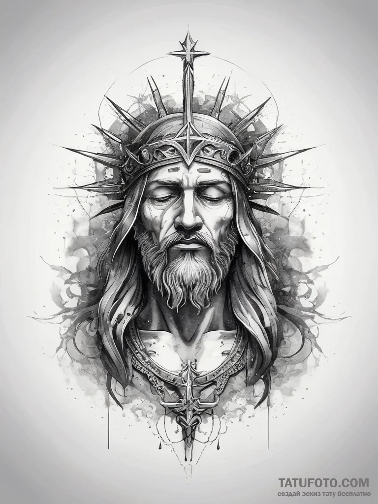 Tattoo sketch holy scene, ink illustration fo... - эскиз тату (№1758279451_0, 19.09.2025 10:57) — Tatufoto.com