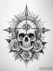 Tattoo sketch heartbeat with a sun, ink illus... - эскиз тату (№1758280626_0, 19.09.2025 11:17) — Tatufoto.com