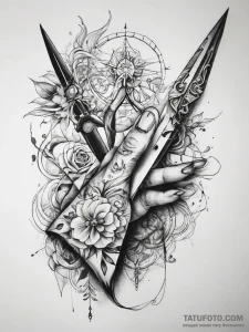 Tattoo sketch hands with a scissors - эскиз тату (№1758282893_0, 19.09.2025 11:54) — Tatufoto.com