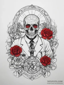 Tattoo sketch scientist a person in a lab, in... - эскиз тату (№1758283089_0, 19.09.2025 11:58) — Tatufoto.com