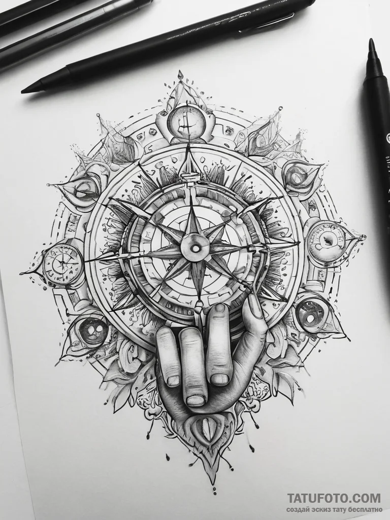 Tattoo sketch hands with a horoscope - эскиз тату (№1758283675_0, 19.09.2025 12:07) — Tatufoto.com