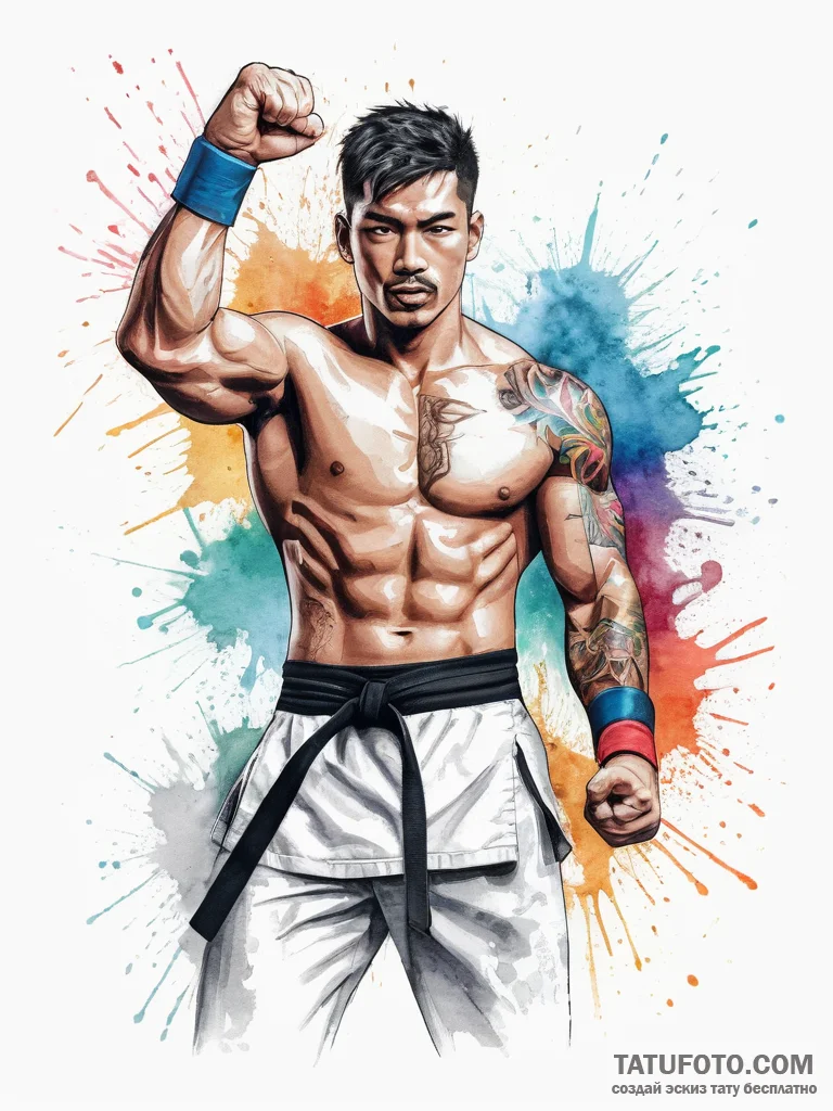 Tattoo sketch karate belt with a fist, artist... - эскиз тату (№1758284070_0, 19.09.2025 12:14) — Tatufoto.com