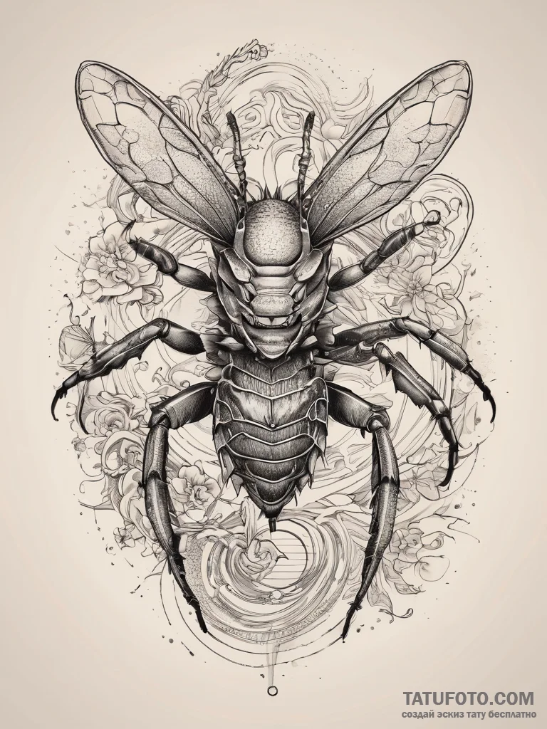Tattoo sketch assassin bug, ink illustration... - эскиз тату (№1758284469_0, 19.09.2025 12:21) — Tatufoto.com