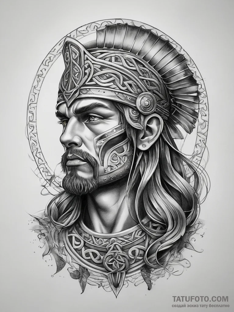 Tattoo sketch celtic warrior, tattoo sketch d... - эскиз тату (№1758285435_0, 19.09.2025 12:37) — Tatufoto.com