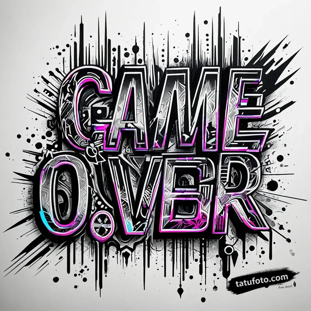 Эскиз тату ‘GAME OVER’ в стиле глитч-арт — Мастер №1 — 18.11.2025 08-45