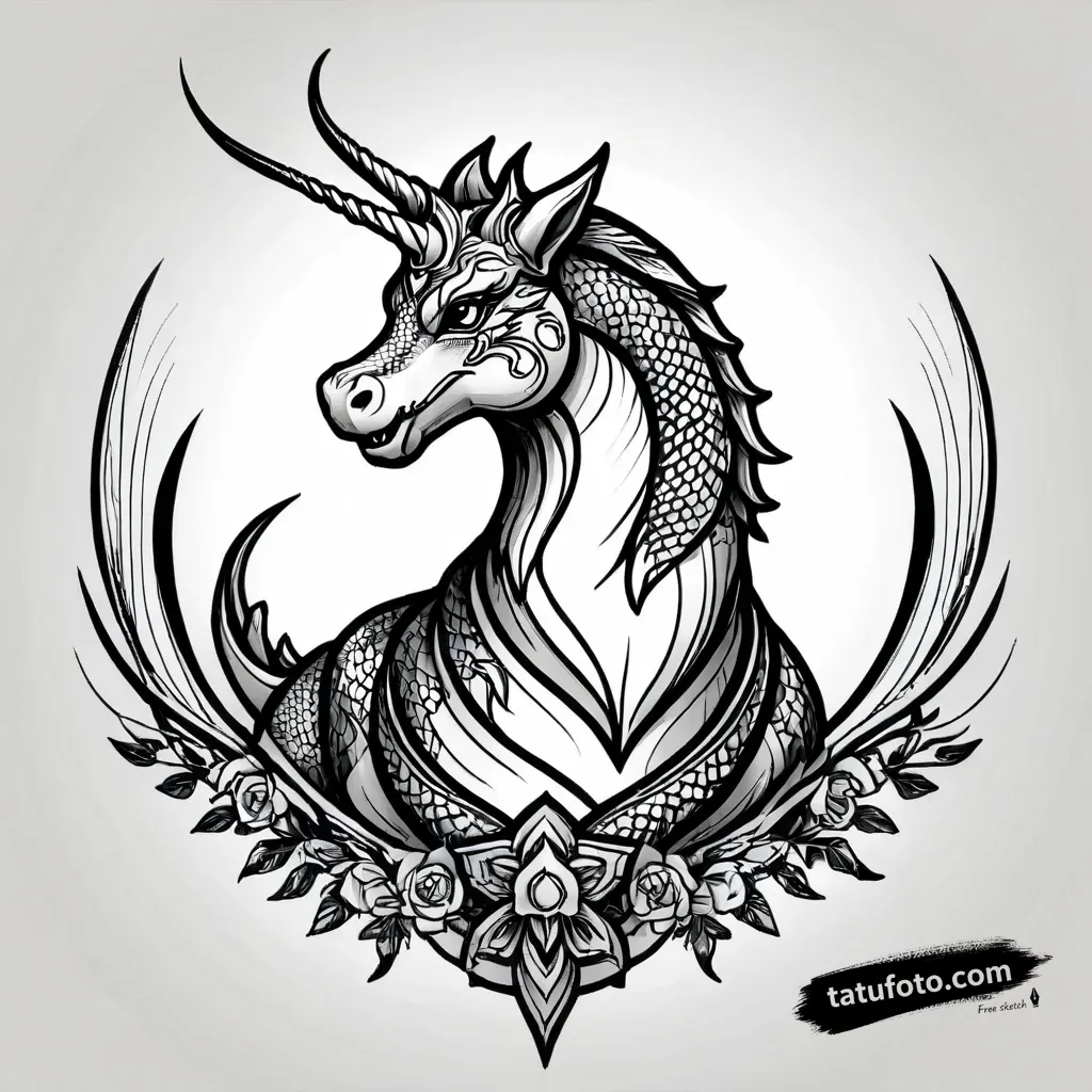 Эскиз тату: Мифический Единорог в стиле Irezumi — Мастер №4 — 18.11.2025 08-50