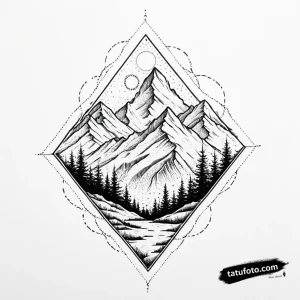 Tattoo sketch, minimalist mountain peak with negat - Джагер Мини - Автогенерация [f12e22]