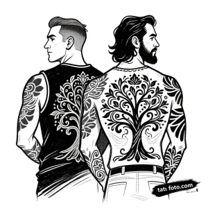 Tattoo sketch, shank and ralph back to back, stron - Квин +Надписи - Автогенерация [cda3fb]