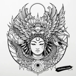 Tat tattoo sketch, ra sun god with falcon head and - Джагер Мини - Автогенерация [0b17b2]