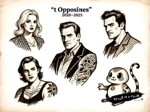 Тату-эскиз в стиле олдскул, вдохновленный сериалом "Solar Opposites": Корво, Юмиулак, Терри и Пупа.