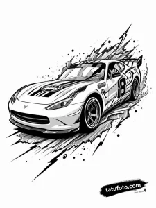 Tattoo sketch, lightning mcqueen close-up with rac - Джагер Мини - Автогенерация [358428]