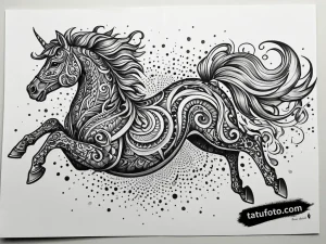 Tattoo sketch, dash jumping over obstacles, lively - Джагер Простой - Автогенерация [b9e67e]