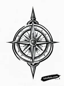 Tattoo design a compass pointing to an abstract "n - Джагер Олд - Автогенерация [746373]
