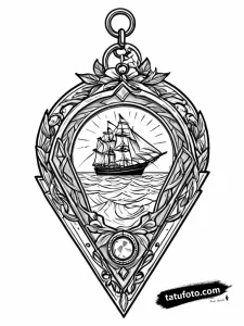 Tattoo design a vintage locket, slightly open, rev - Джагер Мини - Автогенерация [b44334]