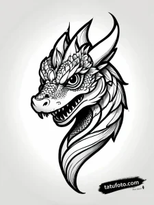 Tattoo sketch, mushu head close-up with fiery eyes - Джагер Олд - Автогенерация [208085]