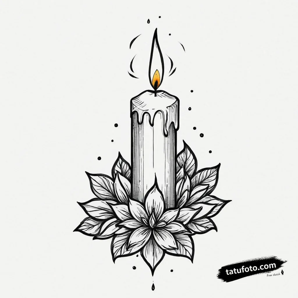 Эскиз тату: Горящая свеча в стиле Blackwork — Мастер №2 — 14.12.2025 04-57