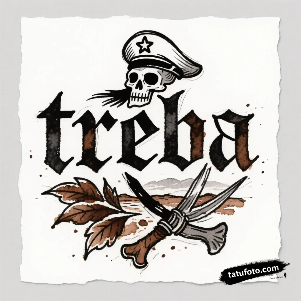 Тату-эскиз «Треба»: череп, нож и земледелие — Мастер №3 — 16.12.2025 23-21