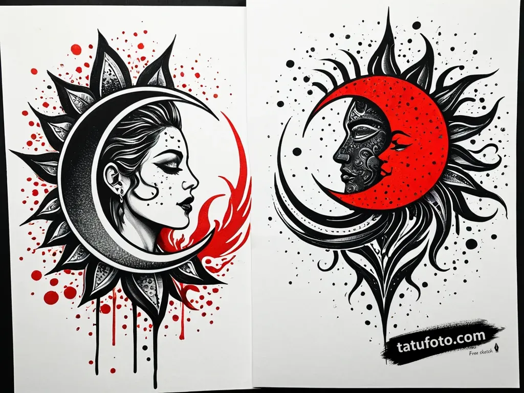 Tattoo sketch a half-moon on one partner, a half-s — Джагер Простой — Автогенерация [1ec59c]
