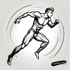 Tattoo sketch, athlete sprinting with muscles tens - Джагер Олд - Автогенерация [66cb3e]