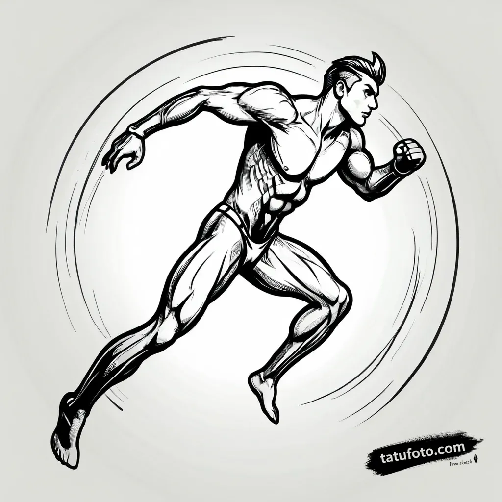 Tattoo sketch, athlete sprinting with muscles tens — Джагер Олд — Автогенерация [66cb3e]