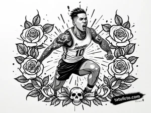 Tat tattoo sketch, sprinter breaking through finis - Джагер Мини - Автогенерация [8f4df0]