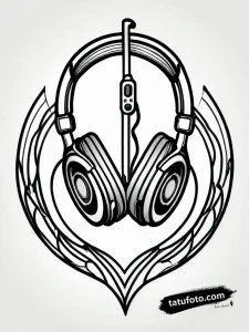 Tattoo sketch, modern headphones with glowing neon - Джагер Олд - Автогенерация [6fe899]