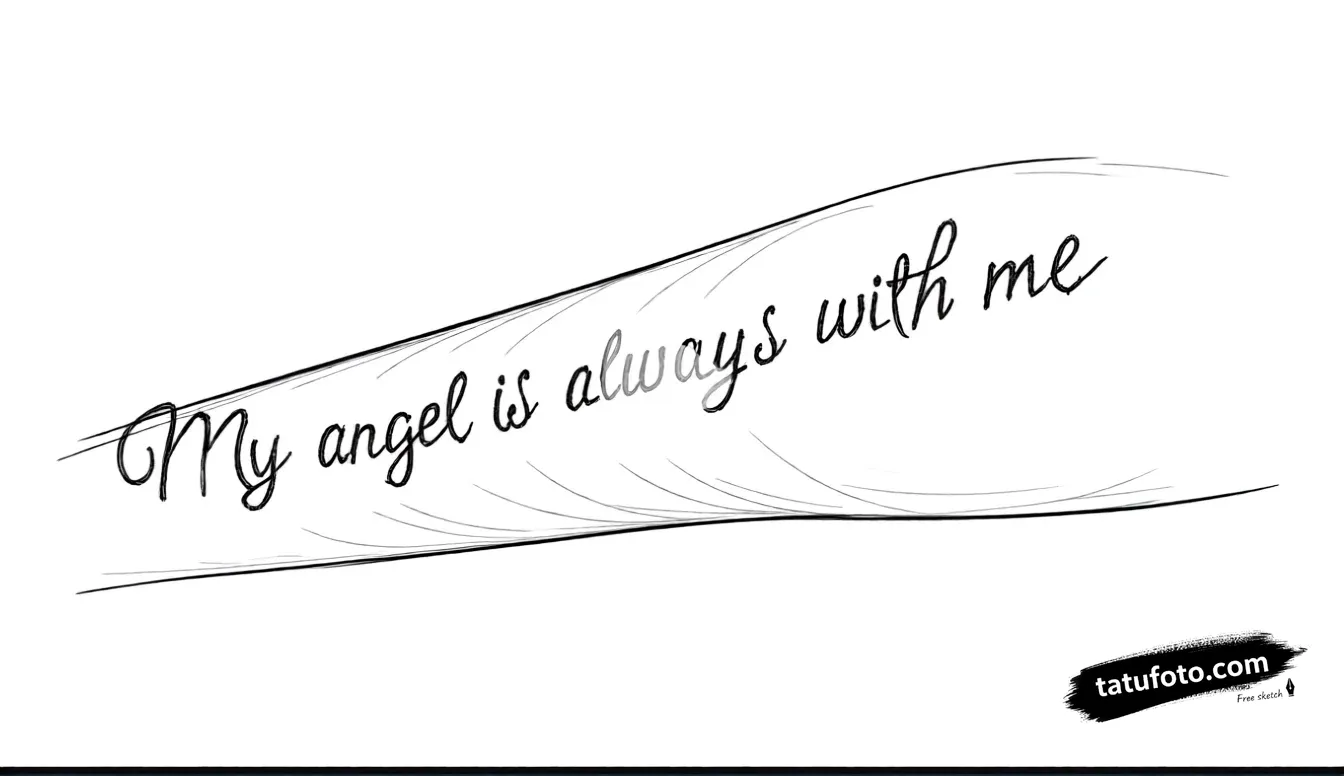 Эскиз татуировки: ‘My angel is always with me’ в стиле леттеринг — 20.12.2025 22-49