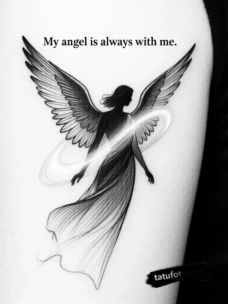 My angel is always with me — Квин +Надписи — минимализм — чёрно-белая [b8d197]