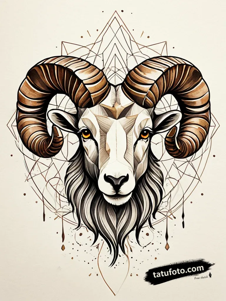Tattoo sketch an aries ram’s head fading into abst — Джагер Простой — Автогенерация [dc70ea]