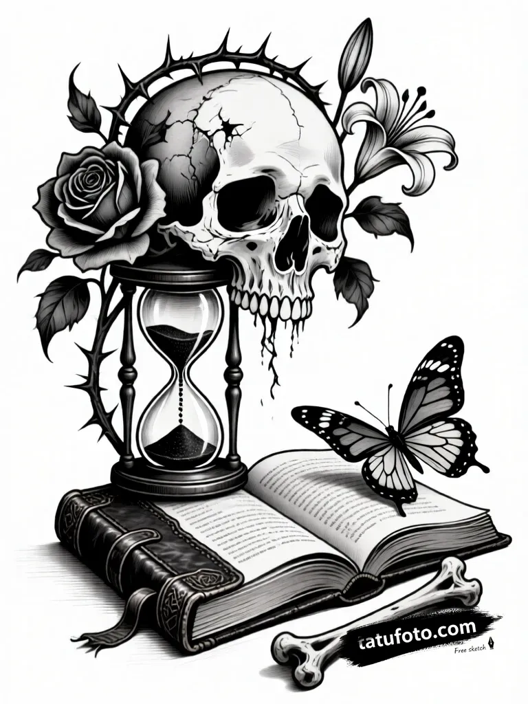 Эскиз тату: Memento Mori в готике — Мастер №3 — 22.12.2025 03-05