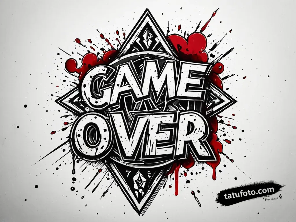 Эскиз тату ‘Game Over’ в стиле Trash Polka — Мастер №1 — 22.12.2025 06-21