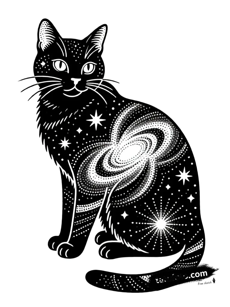 Эскиз тату: Космический кот в стиле дотворк — Мастер №3 — 22.12.2025 08-41