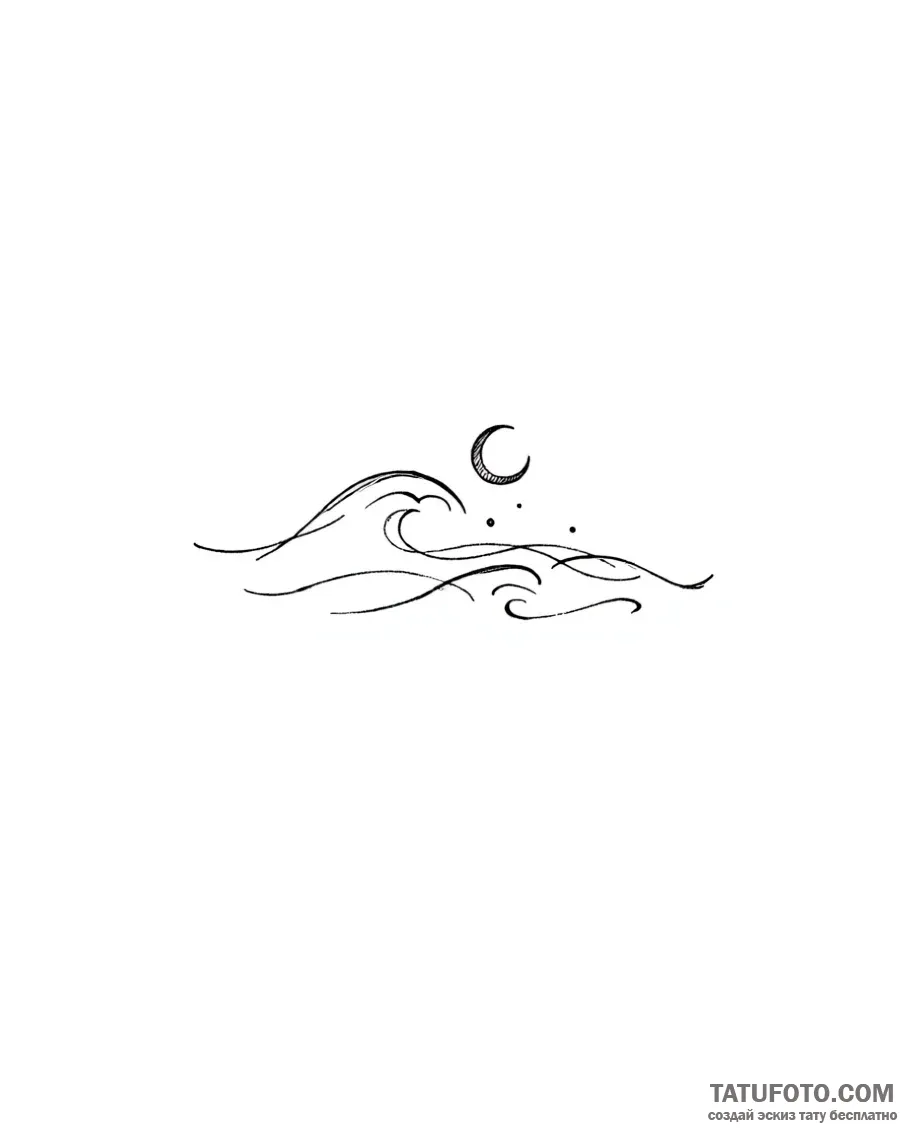 Эскиз тату: Луна над волнами в графике — Мастер №1 — 29.04.2026 02-56