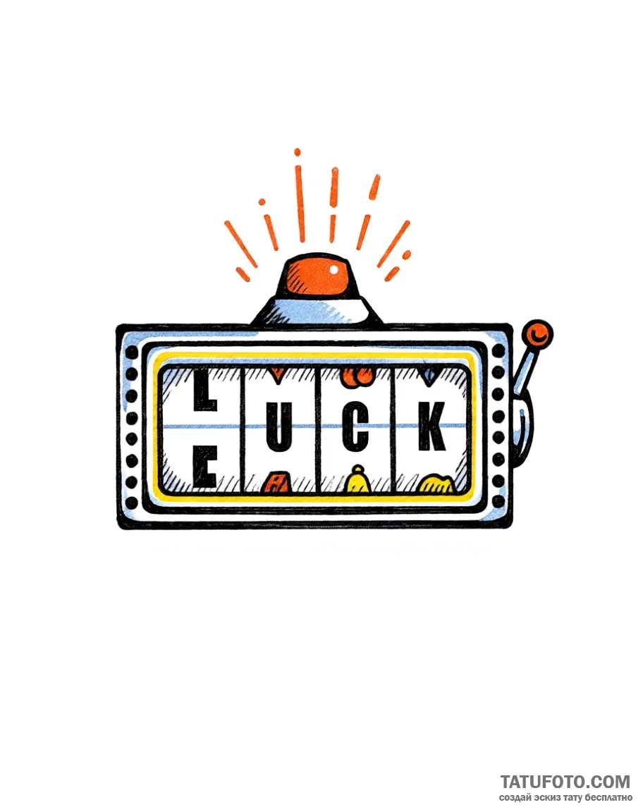 Эскиз тату: Автомат Фортуны «LUCK» — Мастер №1 — 01.05.2026 01-41
