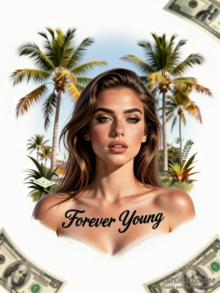 Тату-эскиз «Forever Young» с пальмами и деньгами — Мастер №5 — 02.05.2026 21-47