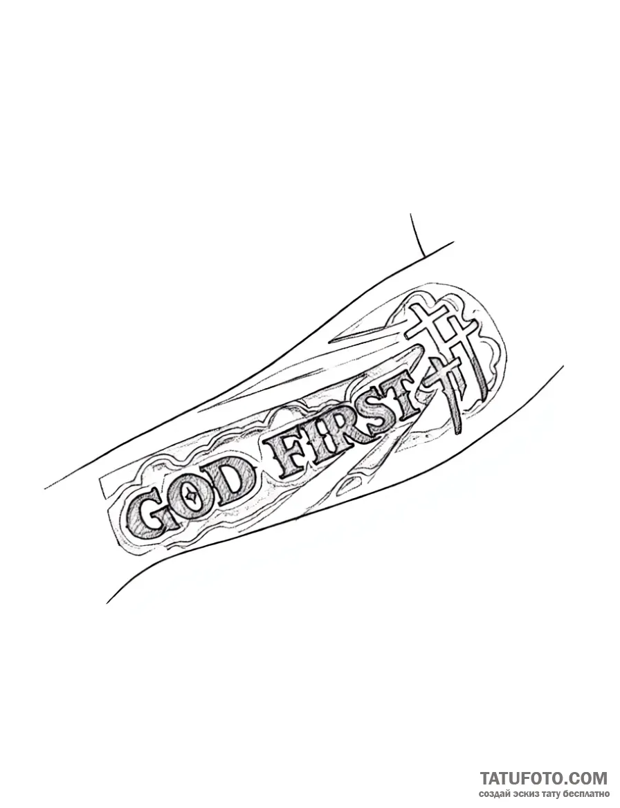Эскиз тату «God First» с крестами — Мастер №1 — 04.05.2026 08-12