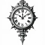Эскиз тату: Часы времени в стиле блэкворк — Мастер №5 — 21.09.2026 21-06
