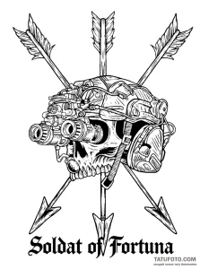 добавить надпись soldat of fortuna – Зим Квин (Edit) – японская – чёрно-белая [15a254]