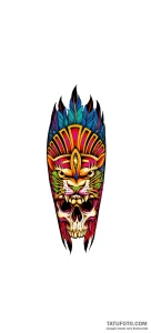 Эскиз тату: Маска Ягуара и Черепа в ярких красках — Мастер №5 — 27.09.2026 14-13