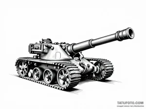 Эскиз тату: Мощный 2А18 гаубицы в гравюре — Мастер №5 — 10.10.2026 22-05