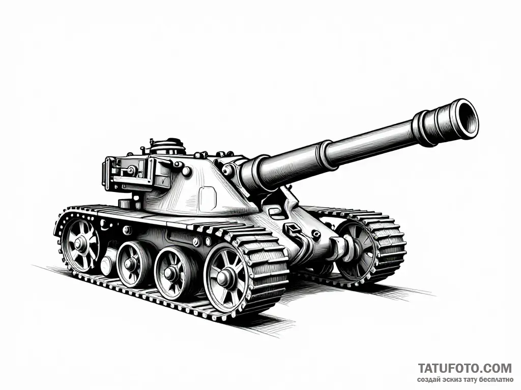 Эскиз тату: Мощный 2А18 гаубицы в гравюре — Мастер №5 — 10.10.2026 22-05