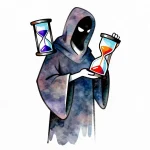 смерть з косою і пісочний годинник — Зим Квин — акварель — цветная яркая [d0ba75]