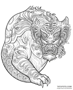Тату-эскиз: Японский тигр в стиле Black and White Whipshading — Мастер №5 — 20.10.2026 15-45