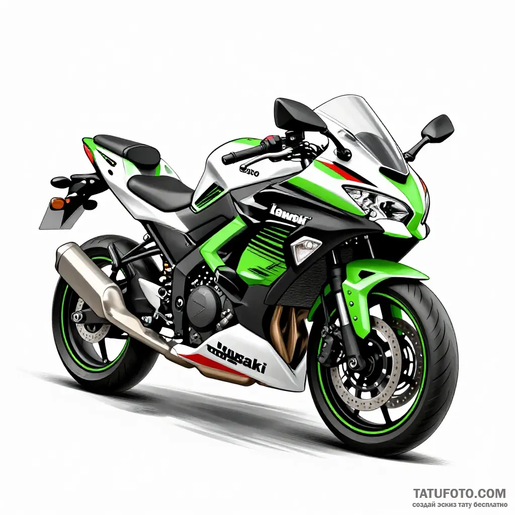 Эскиз тату Kawasaki Ninja: Скорость и стиль — Мастер №5 — 27.10.2026 15-41